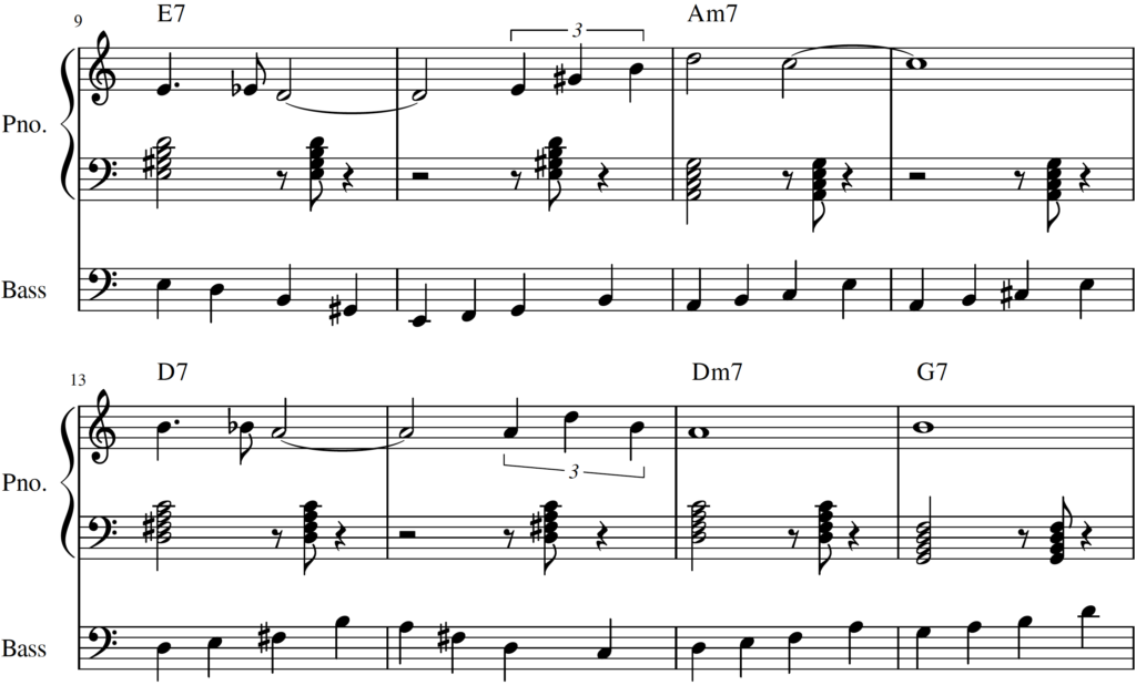 Harmonic Analysis of All Of Me, measures 9 through 16
