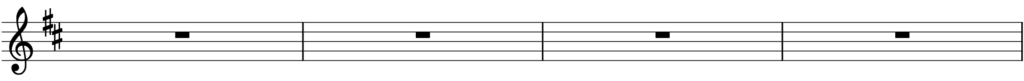 D major key with 2 sharps in the key signature (F and C)